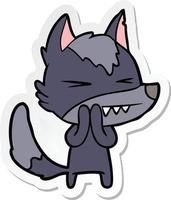 sticker of a angry wolf cartoon vector