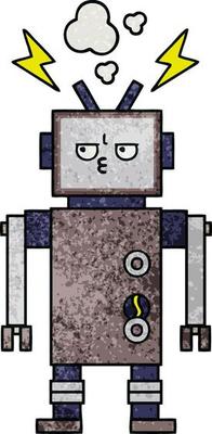retro grunge texture cartoon robot