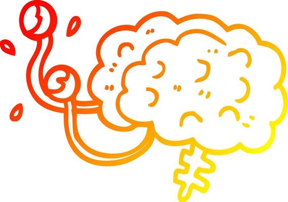 warm gradient line drawing cartoon monster brain