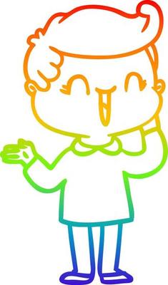 rainbow gradient line drawing cartoon laughing boy