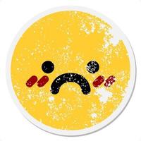 blushing unhappy face circular sticker vector