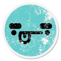 funny expressions with thick eyebrows face circular sticker vector