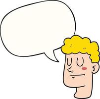 cartoon male face and speech bubble vector