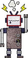 robot de dibujos animados de textura grunge retro vector