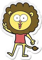 sticker of a happy cartoon lion vector