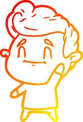 warm gradient line drawing happy cartoon man
