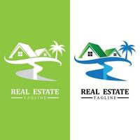 Real estate logo design icons with sun and birds free vector