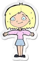 sticker of a cartoon happy girl vector