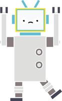 flat color retro cartoon robot vector