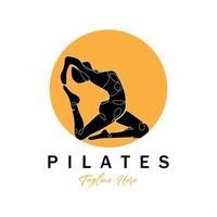 pilates sentado pose logo icono símbolo un ejercicio de yoga calmante que mueve todo el cuerpo vector