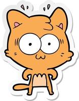 sticker of a cartoon surprised cat vector