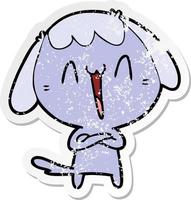 distressed sticker of a cute cartoon dog vector