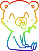 rainbow gradient line drawing rude cartoon bear vector