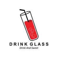 Drink Glass Logo Design, Vector Icon Illustration of Juice, Wine, and Coffee Drinks