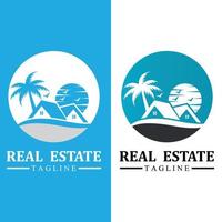 Real estate logo design icons with sun and birds free vector