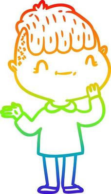 rainbow gradient line drawing cartoon friendly boy