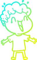 cold gradient line drawing cartoon happy man vector