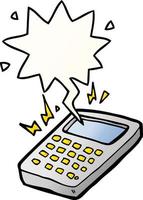 cartoon calculator and speech bubble in smooth gradient style vector