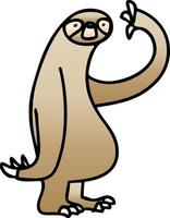 quirky gradient shaded cartoon sloth vector