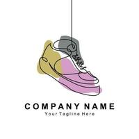 Sneakers Shoe Logo Design, vector illustration of trending youth footwear, simple funky concept