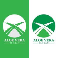 Green plant aloe vera logo vector icon symbol many benefits