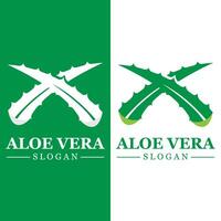 planta verde aloe vera logo vector icono símbolo muchos beneficios