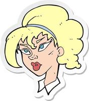 sticker of a cartoon pretty woman vector