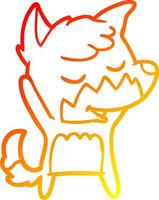 warm gradient line drawing friendly cartoon fox vector