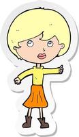 sticker of a cartoon woman asking question vector