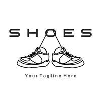 Sneakers Shoe Logo Design, vector illustration of trending youth footwear, simple funky concept