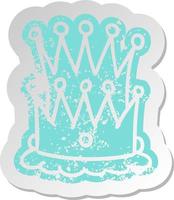 distressed old sticker of two crowns vector