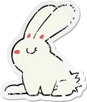 distressed sticker of a cartoon rabbit vector