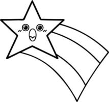 line drawing cartoon shooting rainbow star vector