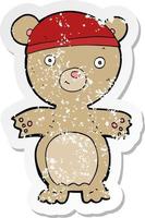 retro distressed sticker of a cartoon teddy bear vector