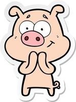 sticker of a happy cartoon pig vector