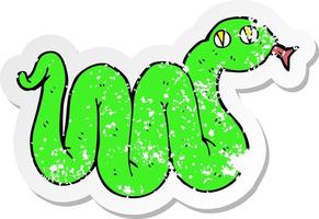 retro distressed sticker of a funny cartoon snake vector