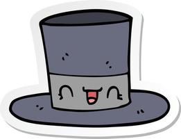 sticker of a cartoon top hat vector