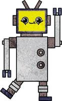 robot de dibujos animados de textura grunge retro vector