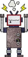 retro grunge texture cartoon robot vector