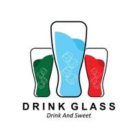 Drink Glass Logo Design, Vector Icon Illustration of Juice, Wine, and Coffee Drinks