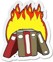 sticker of a cartoon burning books vector