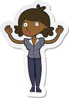 sticker of a cartoon woman surrendering vector