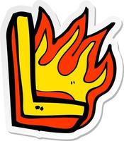 sticker of a cartoon flaming letter vector