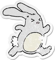 distressed sticker of a cartoon rabbit vector