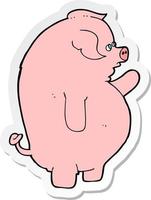 pegatina de un cerdo gordo de dibujos animados vector