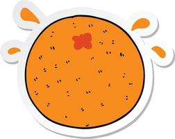 sticker of a cartoon orange vector