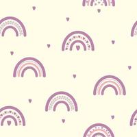 Cute pattern with rainbows and hearts vector