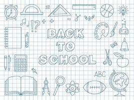 Back to school. Doodle drawing with a pen on a notebook sheet. vector