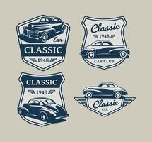 conjunto de estilo vintage dibujado a mano de músculo y insignia de autos clásicos vector