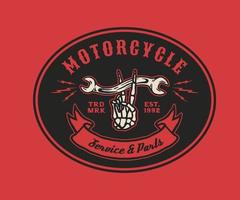 estilo vintage dibujado a mano de insignia de logotipo de motocicleta y garaje vector